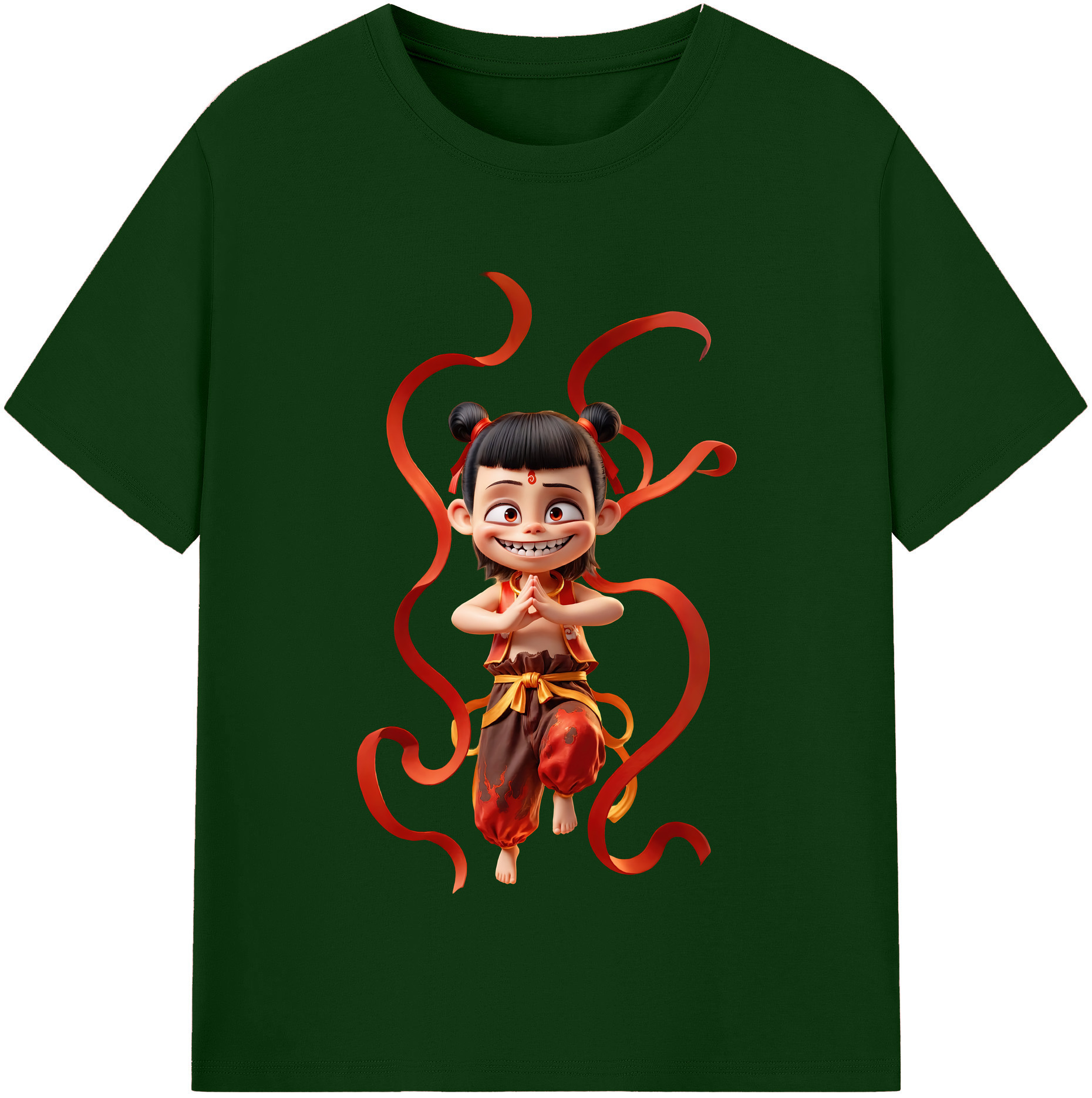（画像用） Ne Zha 2 ナタ 魔童の大暴れ 綿100％半袖Tシャツ（フロントプリント）